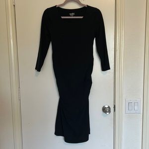 Isabel Maternity Black 3/4 Sleeve Bodycon Dress